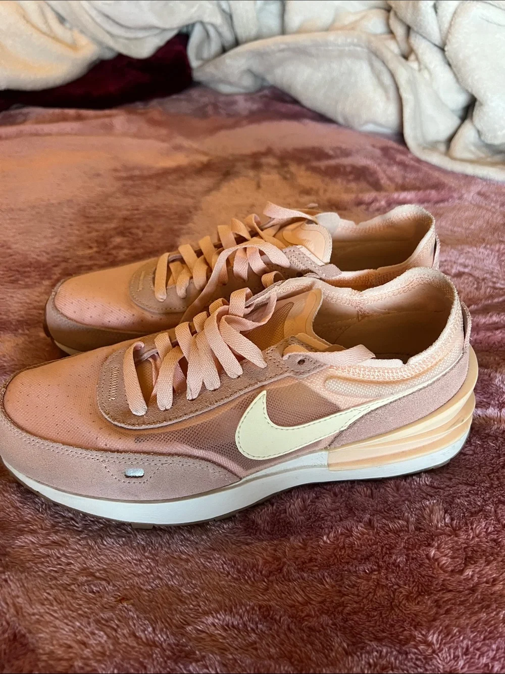 Nike Pink & Cream Low-Top Casual Sneakers